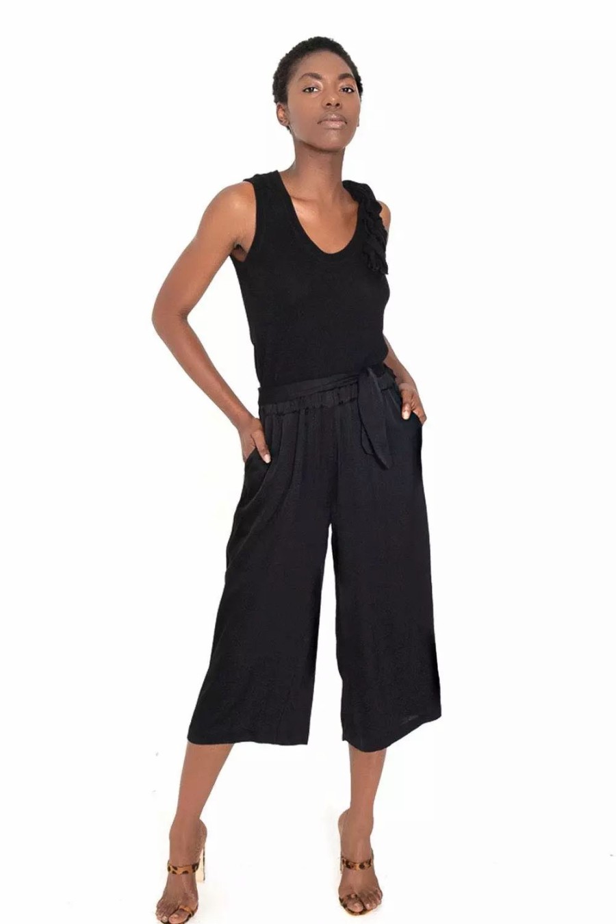 Bottoms * | Lahive Lazzaro Cropped Palazzo Pant Black