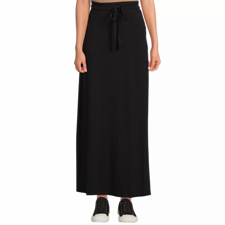 Skirts * | Sobeyo Women'S Maxi Long Skirt Drawstring Waist Pockets Soft Comfort Fabric Black