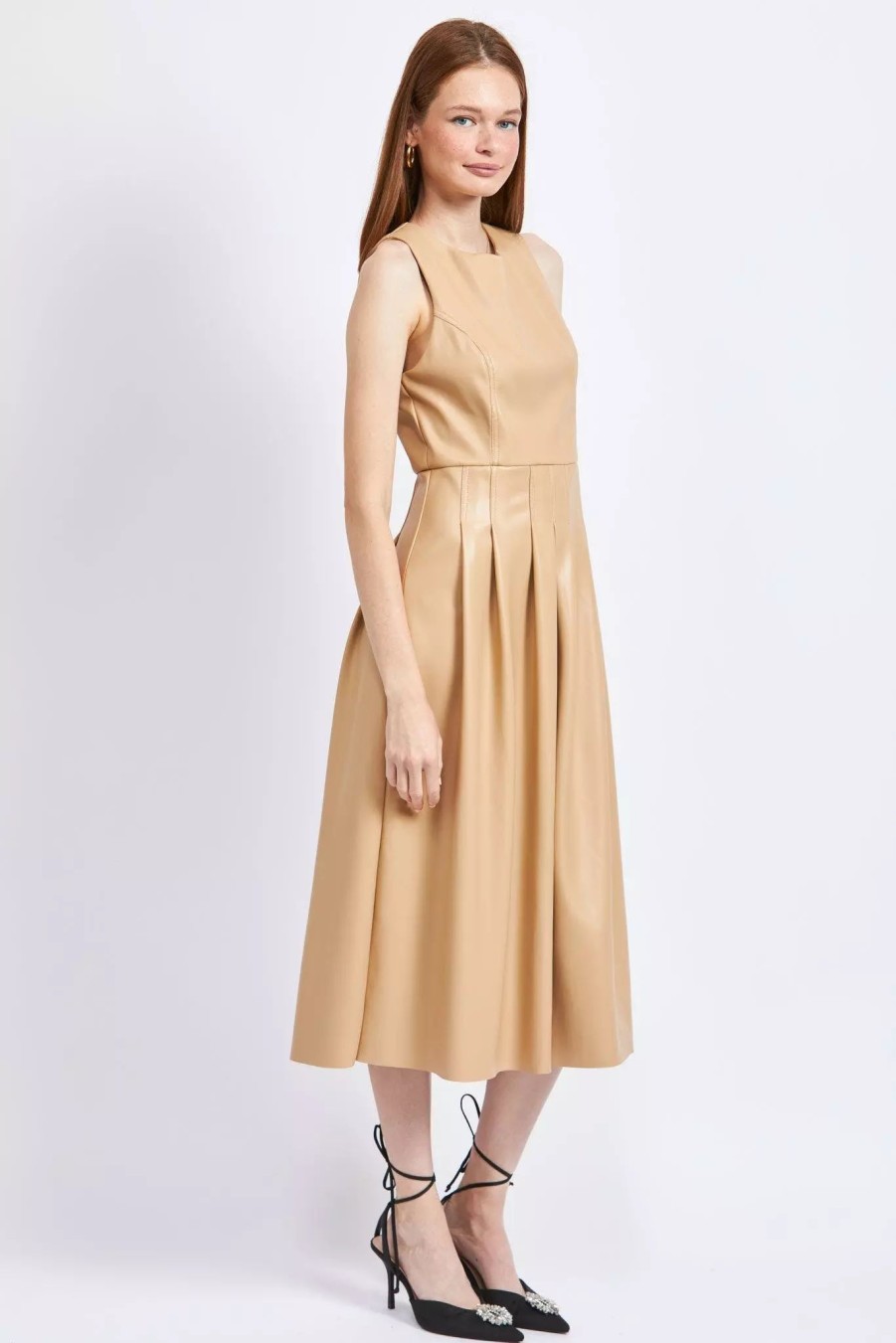 Dresses * | En Saison Alivia Midi Dress Khaki