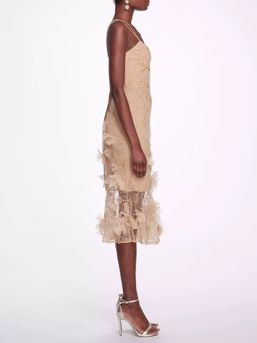 Dresses * | Marchesa Notte Strappy Cocktail Dress Nude