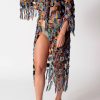 Swimwear * | Miguelina Marcia Handmade Filet Lace Coverup Black Multi