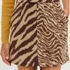 Skirts * | Crescent Mya Zebra Print Mini Skirt Brown