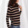 Sweatshirts & Sweaters * | Minnie Rose Cttn Cash Textured Stripe Crew Sweaters