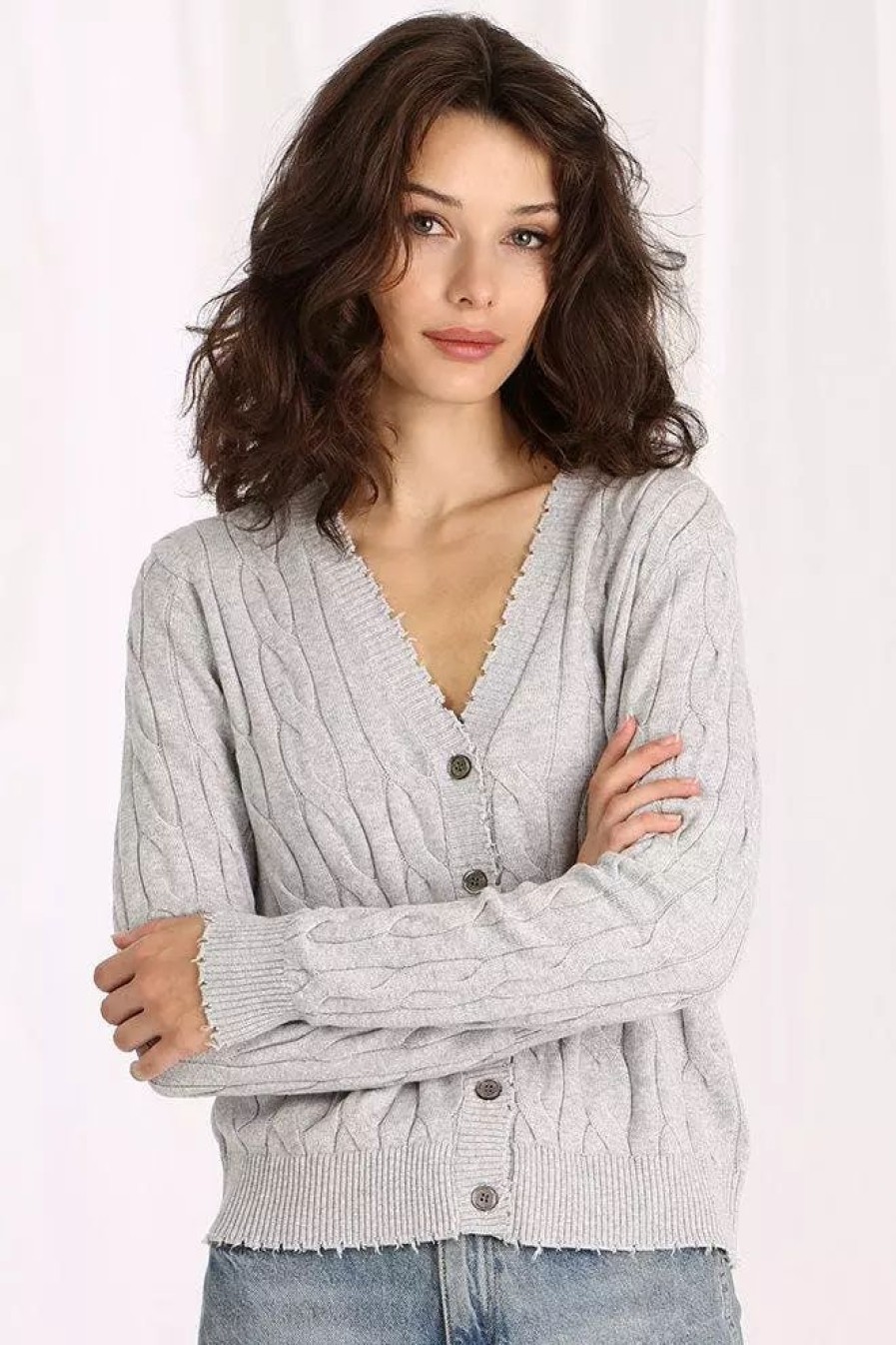 Sweatshirts & Sweaters * | Minnie Rose Cotton Cable Cardigan