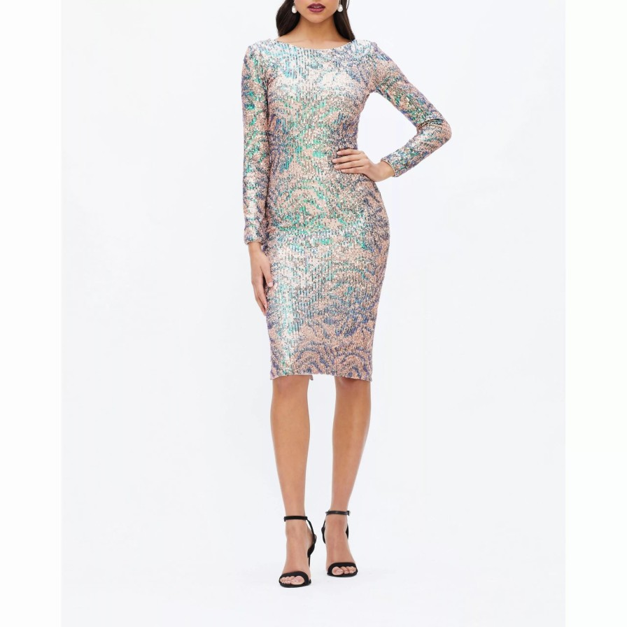 Dresses * | Dress The Population Emery Dress Blush Multi