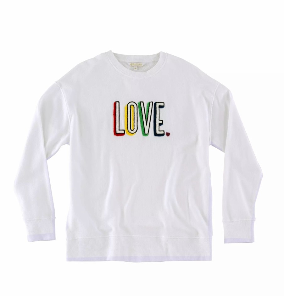 Sweatshirts & Sweaters * | Shiraleah "Love" Sweatshirt White