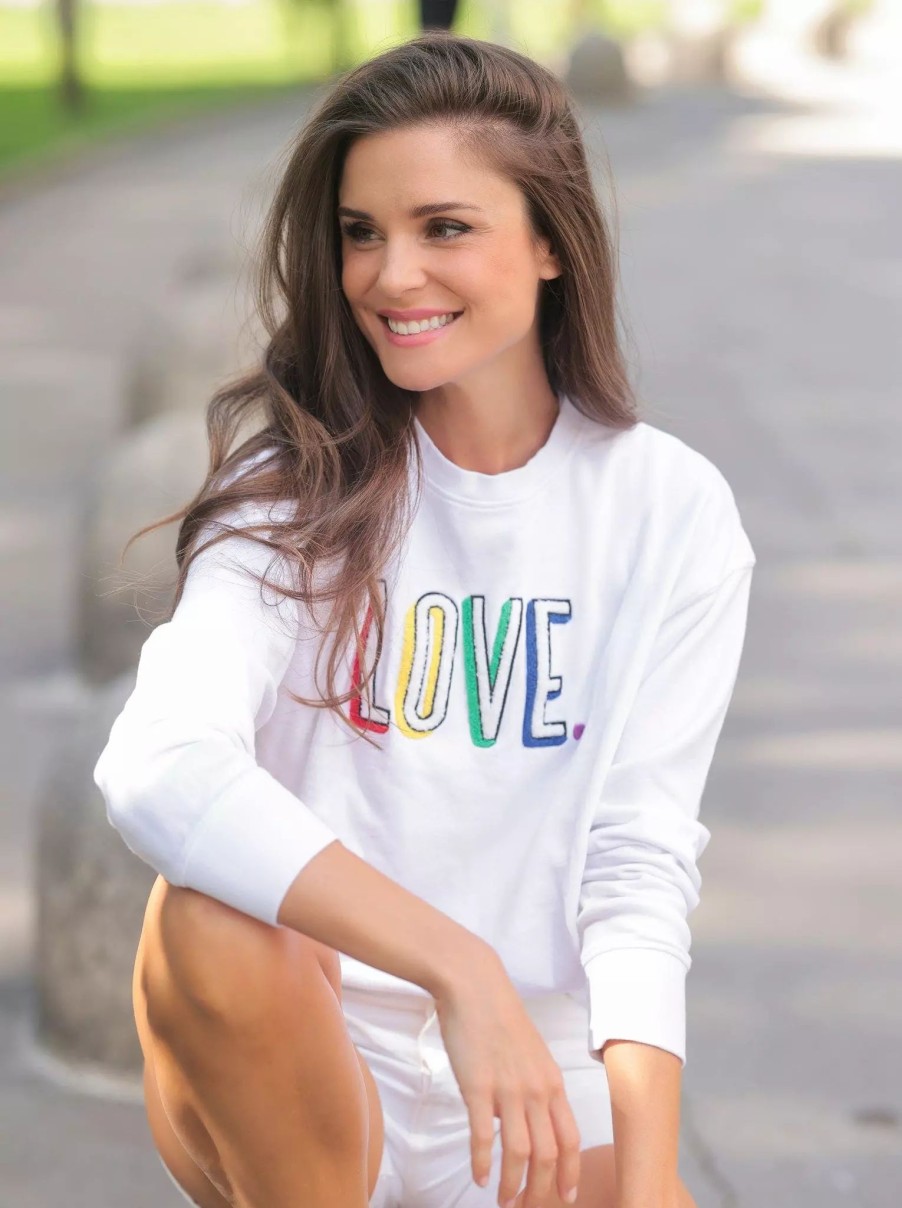 Sweatshirts & Sweaters * | Shiraleah "Love" Sweatshirt White