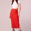 Skirts * | B.O.G. Collective Renee Ribbed Pencil Skirt Rust