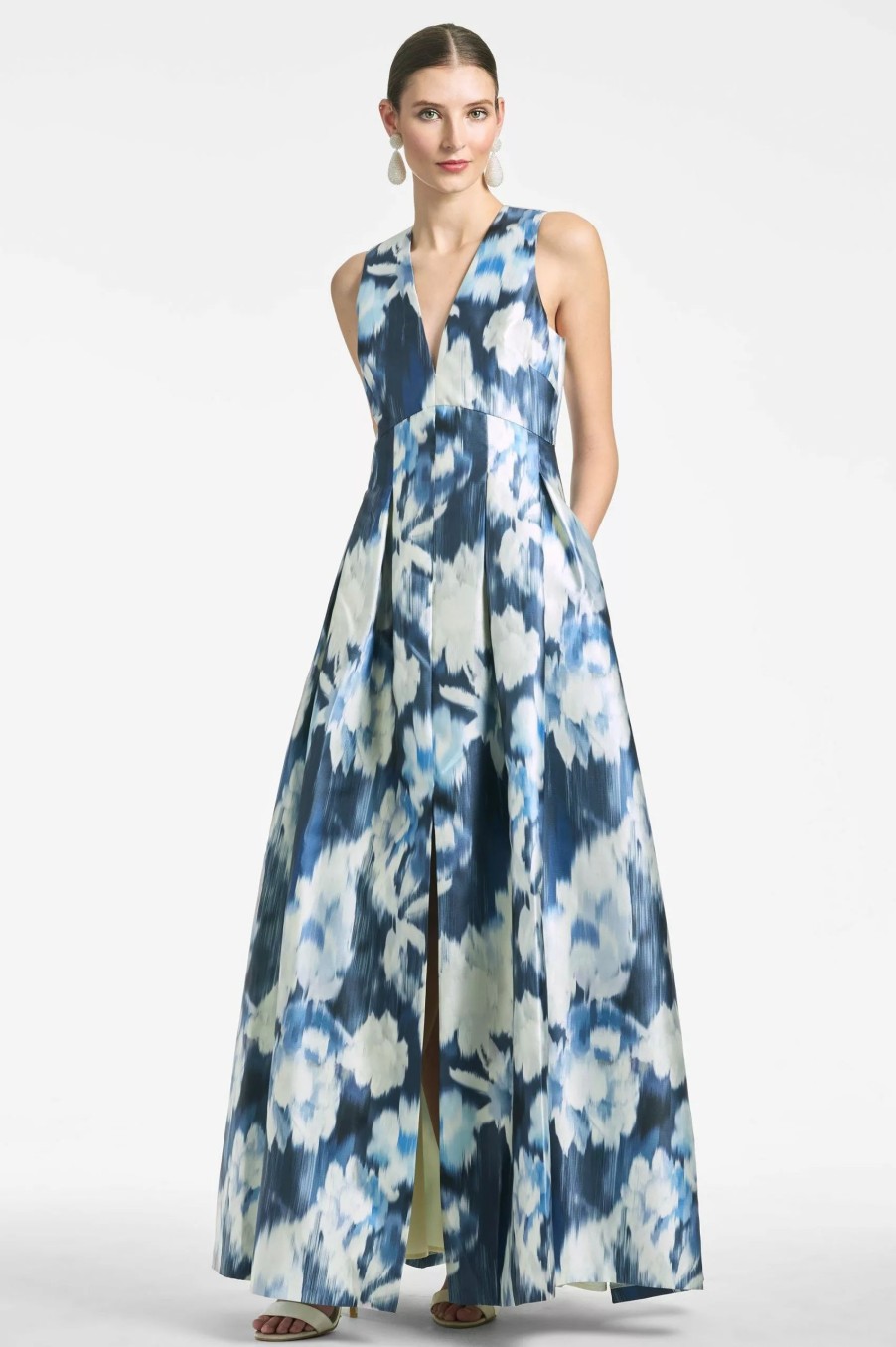 Dresses * | Sachin & Babi Rooke Gown Blue Ikat Floral