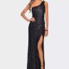 Dresses * | La Femme Ong Sequin One Shoulder Ruched Prom Dress