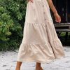 Skirts * | Anna-Kaci Button Down Tiered Midi Skirt Beige