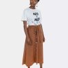 Skirts * | Sohuman Hayley Belted Skirt With Buttons Brown