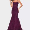 Dresses * | La Femme Mermaid Lace Gown With Sheer Bodice And Open Back