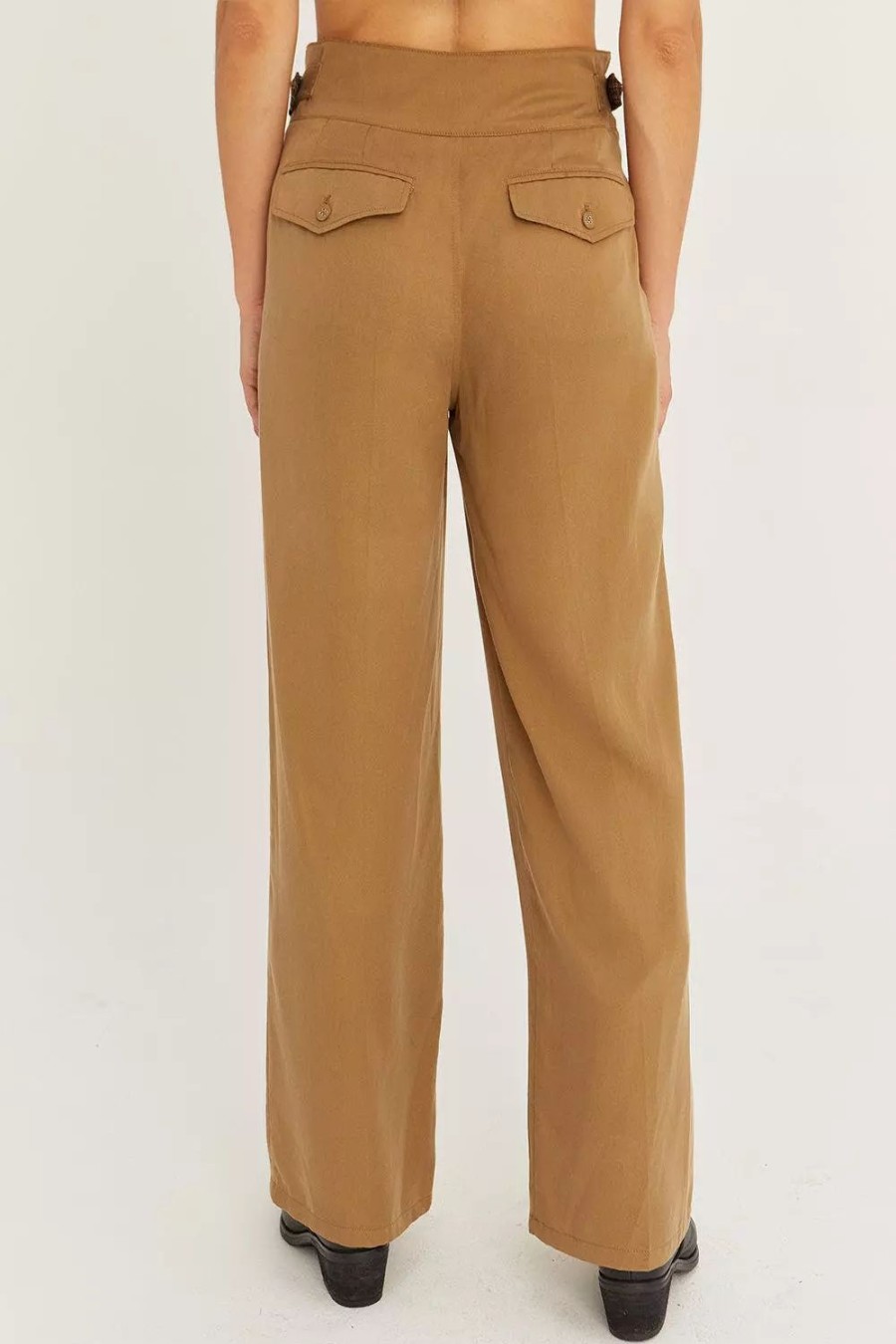 Bottoms * | Crescent Swan Wide Leg Tencel Trousers Khaki