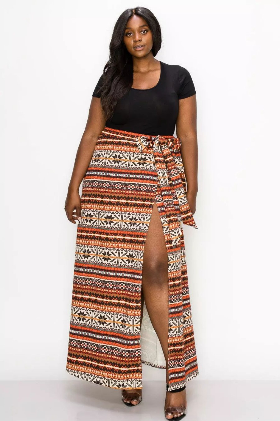 Skirts * | Livd Tribal Wrap Maxi Skirt Rust