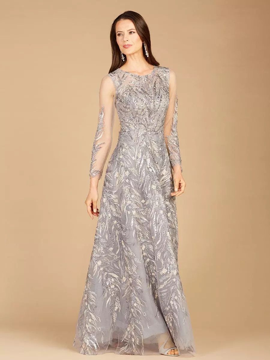 Dresses * | Lara High Neck, Long Sleeve Ball Gown Steel Blue