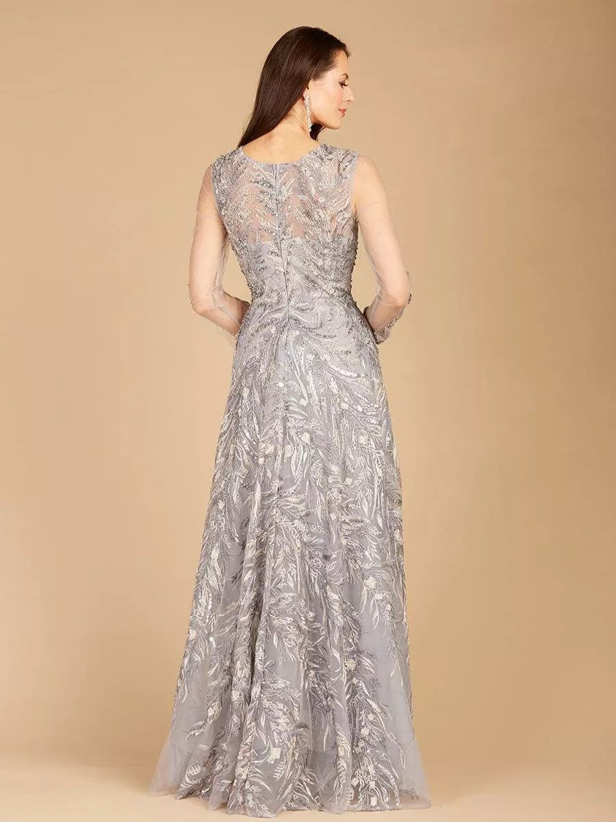 Dresses * | Lara High Neck, Long Sleeve Ball Gown Steel Blue