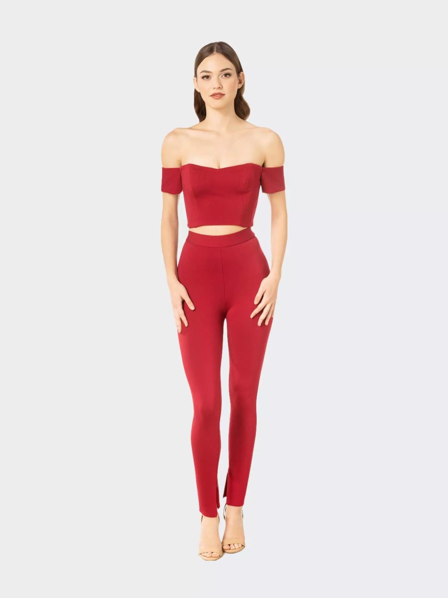 Bottoms * | Dress The Population Classic Legging Garnet