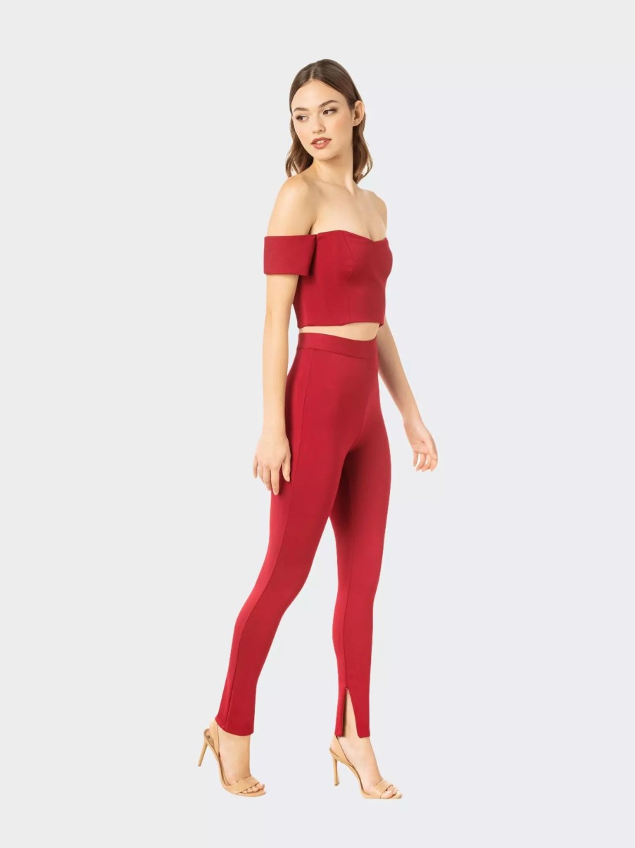 Bottoms * | Dress The Population Classic Legging Garnet