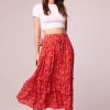 Skirts * | B.O.G. Collective Ninette Crimson Floral Maxi Skirt Crimson/Pink