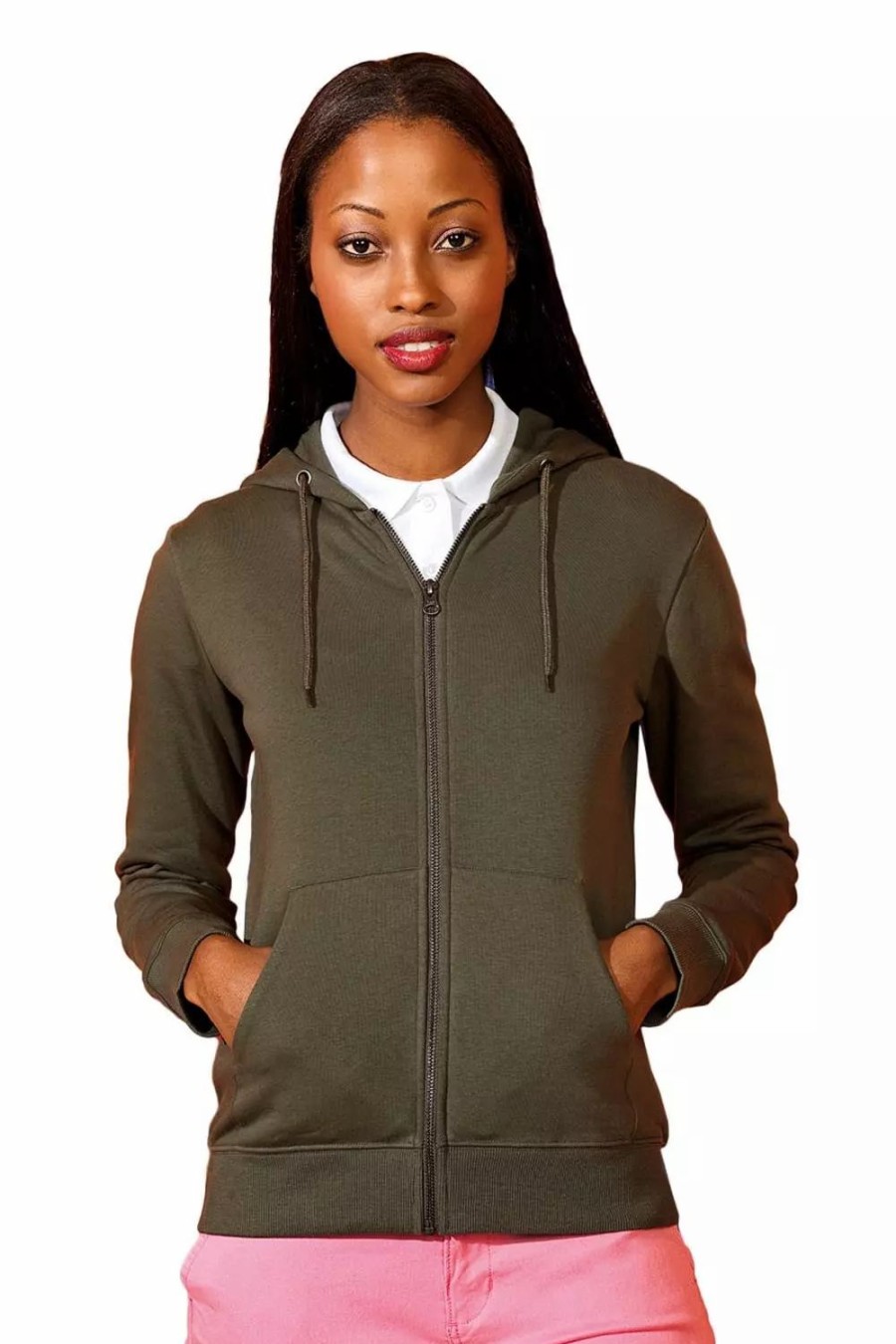 Sweatshirts & Sweaters * | Asquith & Fox Womens Zip-Through Organic Hoodie ( ) Olive