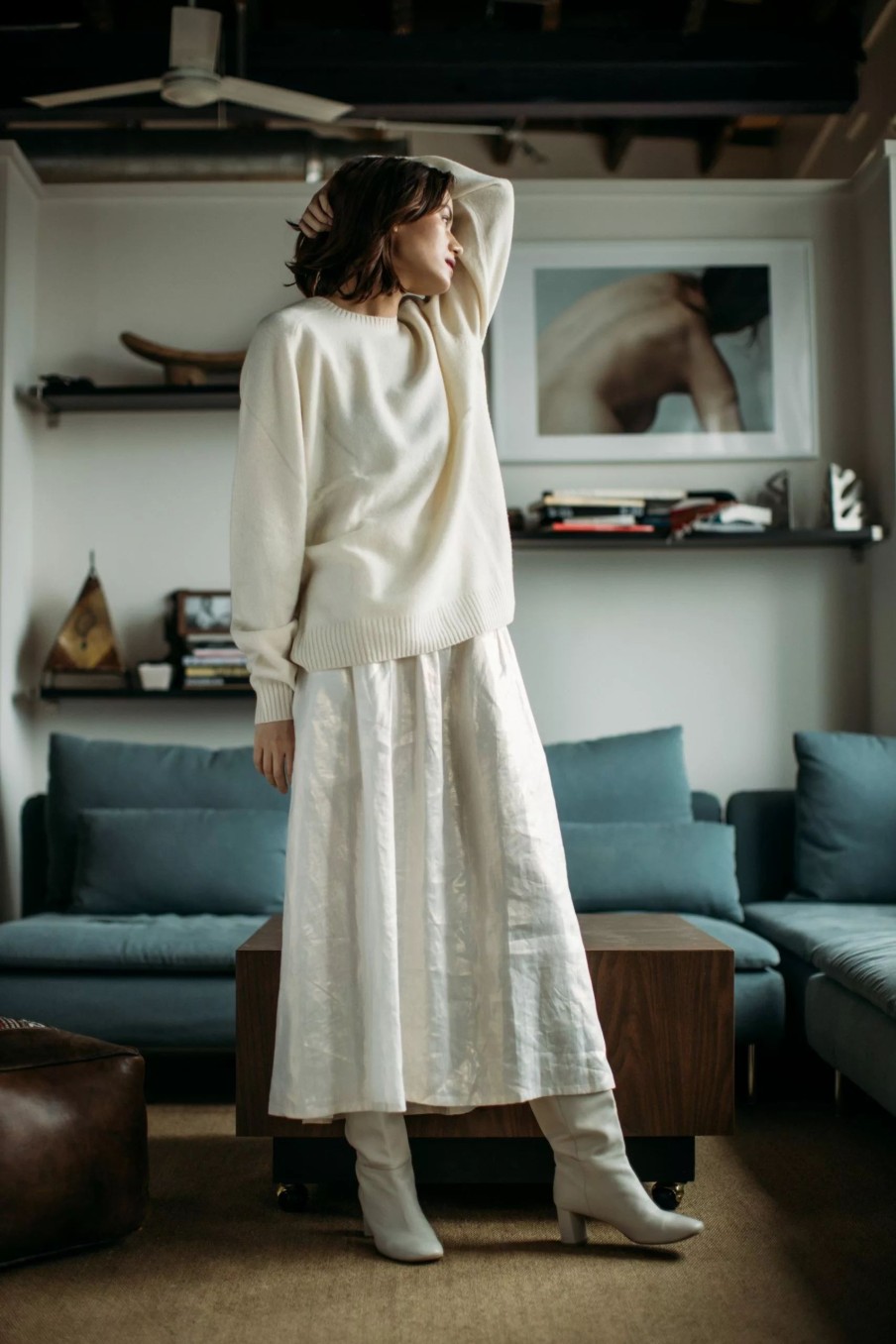 Bottoms * | Onirik Irik Eliza Skirt / Gold On Milk Linen