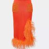 Skirts * | Andreeva Knit Skirt-Dress With Feather Details Orange