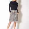 Skirts * | Pleione Women'S Plaid Tweed Zipper Front Skirt Black Red Tweed