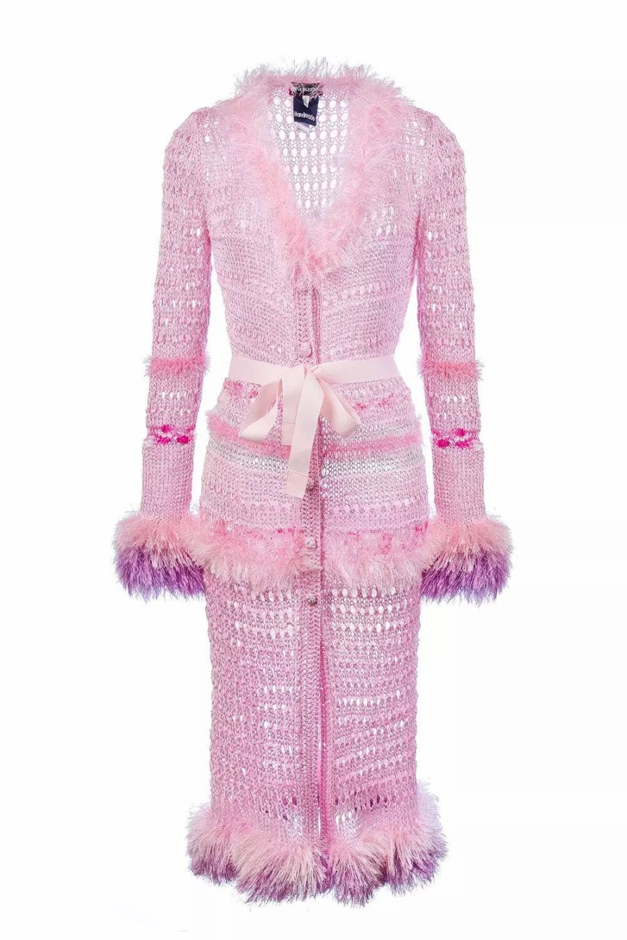 Sweatshirts & Sweaters * | Andreeva Monroe Handmade Knit Cardigan-Dress Pink