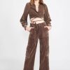 Bottoms * | En Saison Layla Cargo Pants Dark Brown