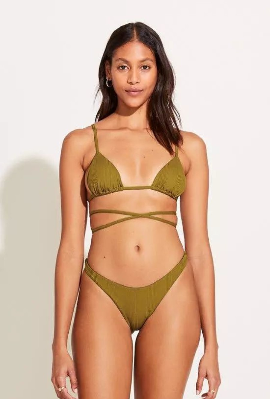 Swimwear * | Vitamin A Upcycled California High Leg Matcha Rib