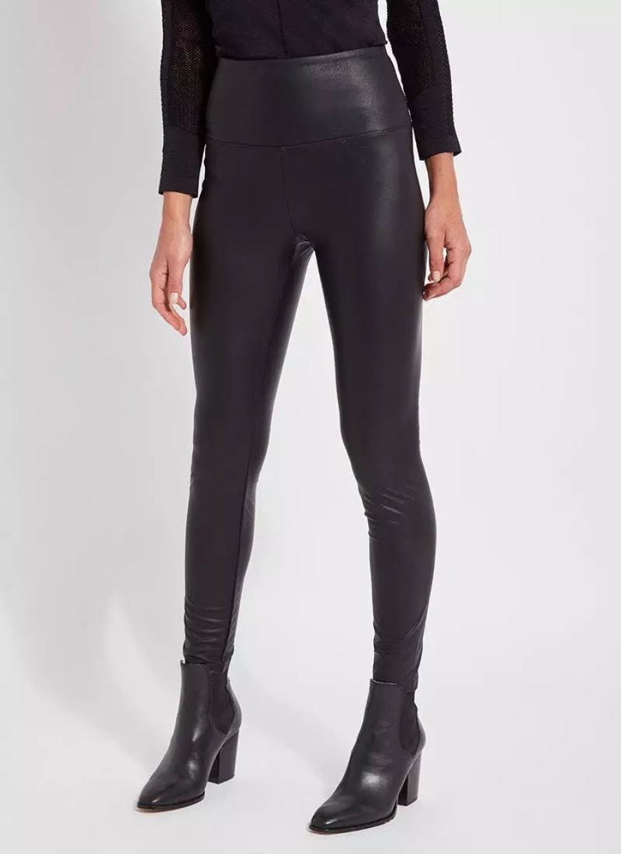 Bottoms * | Lysse Textured Leather Legging (Plus Size) Kohl Black