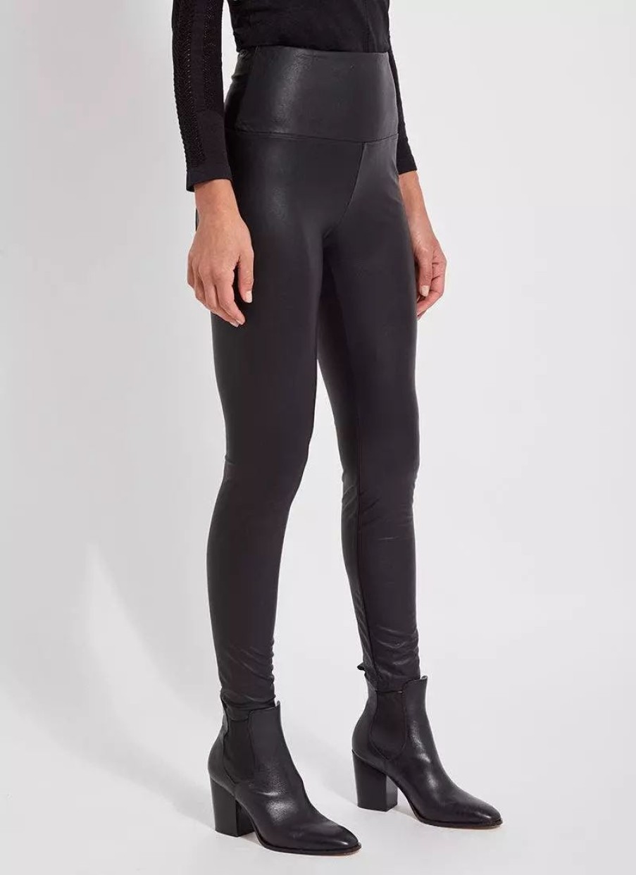 Bottoms * | Lysse Textured Leather Legging (Plus Size) Kohl Black