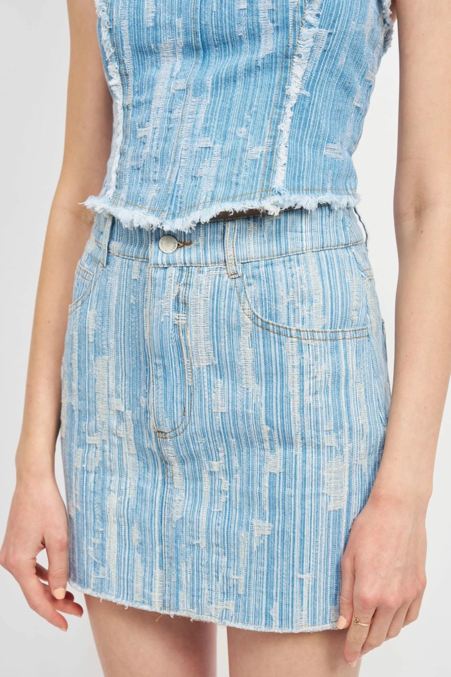 Skirts * | Emory Park Callie Denim Mini Skirt Light Denim