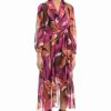 Dresses * | Donna Morgan Harley Wrap Dress Black/ Hot Fuchsia