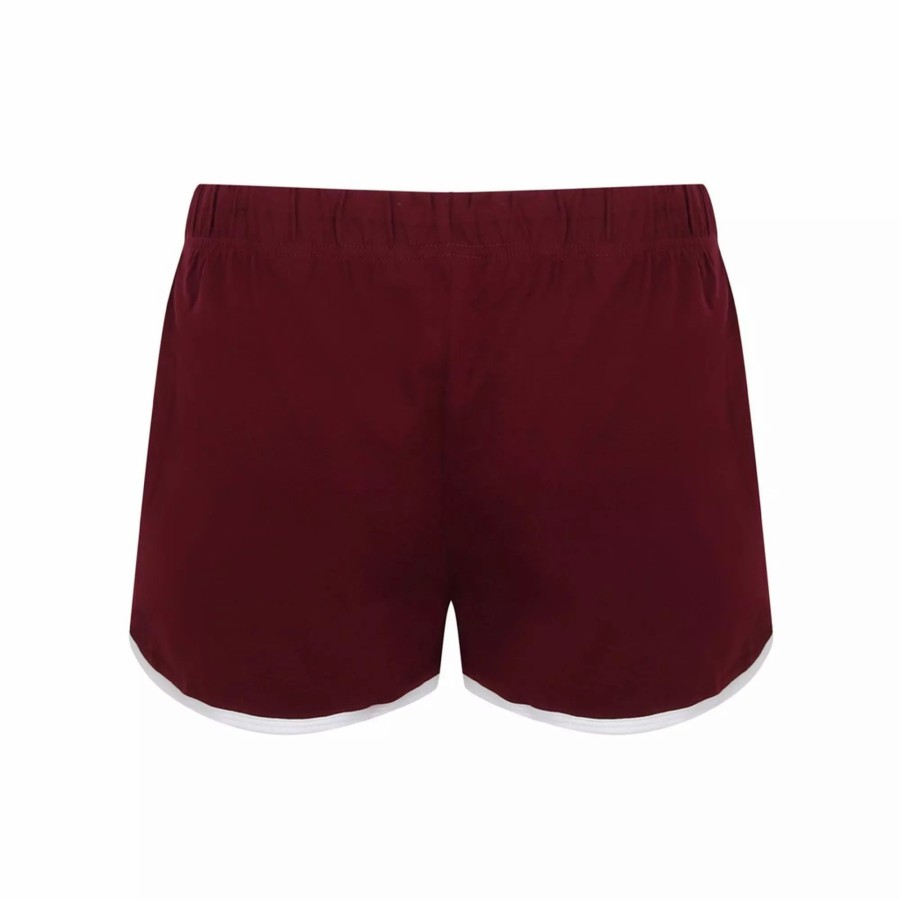 Bottoms * | Skinni Fit Womens/Ladies Retro Shorts ( ) Burgundy/White