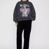 Sweatshirts & Sweaters * | Anine Bing Harvey Crew Ab X To X Iscreamcolour Elton John Washed Black