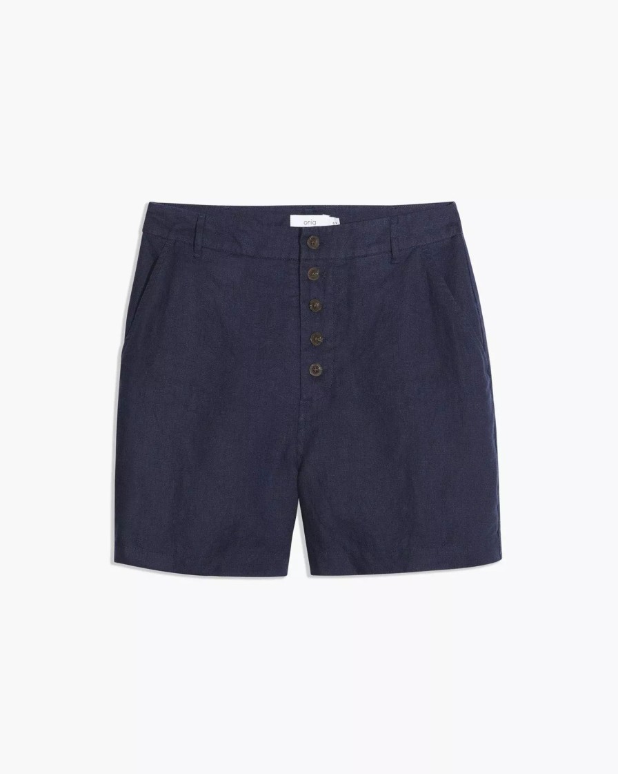 Bottoms * | Onia Linen Boyfriend Short Deep Navy