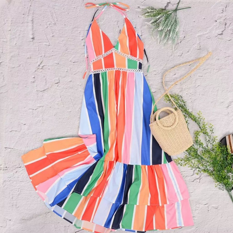 Dresses * | Anna-Kaci Bright Rainbow Paradise Dress Many Colors