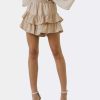 Skirts * | Free The Roses The Roses Smocked Waist Skort With Ruffle Beige