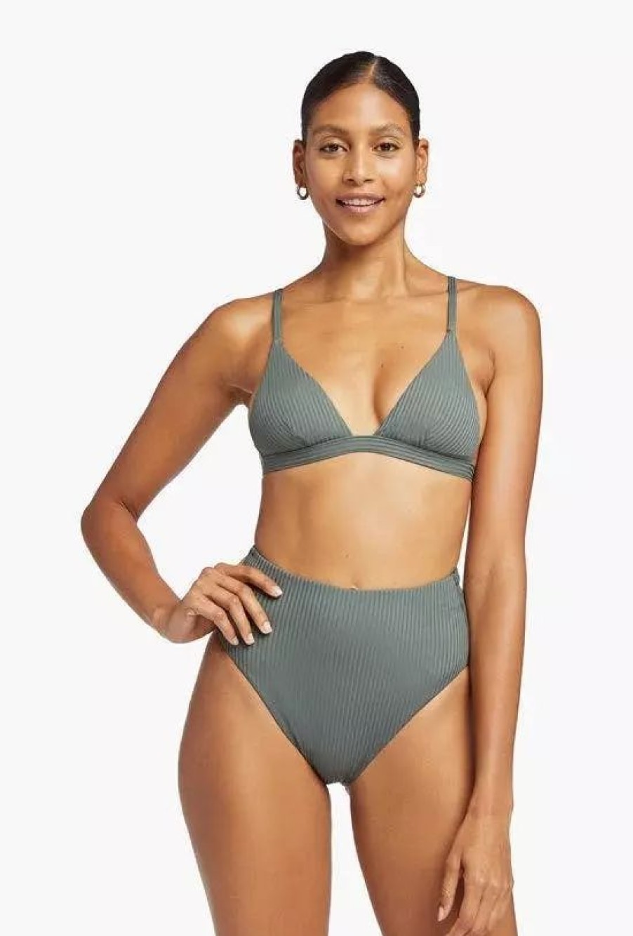 Swimwear * | Vitamin A Moss Bralette Top Sea Green Ecorib