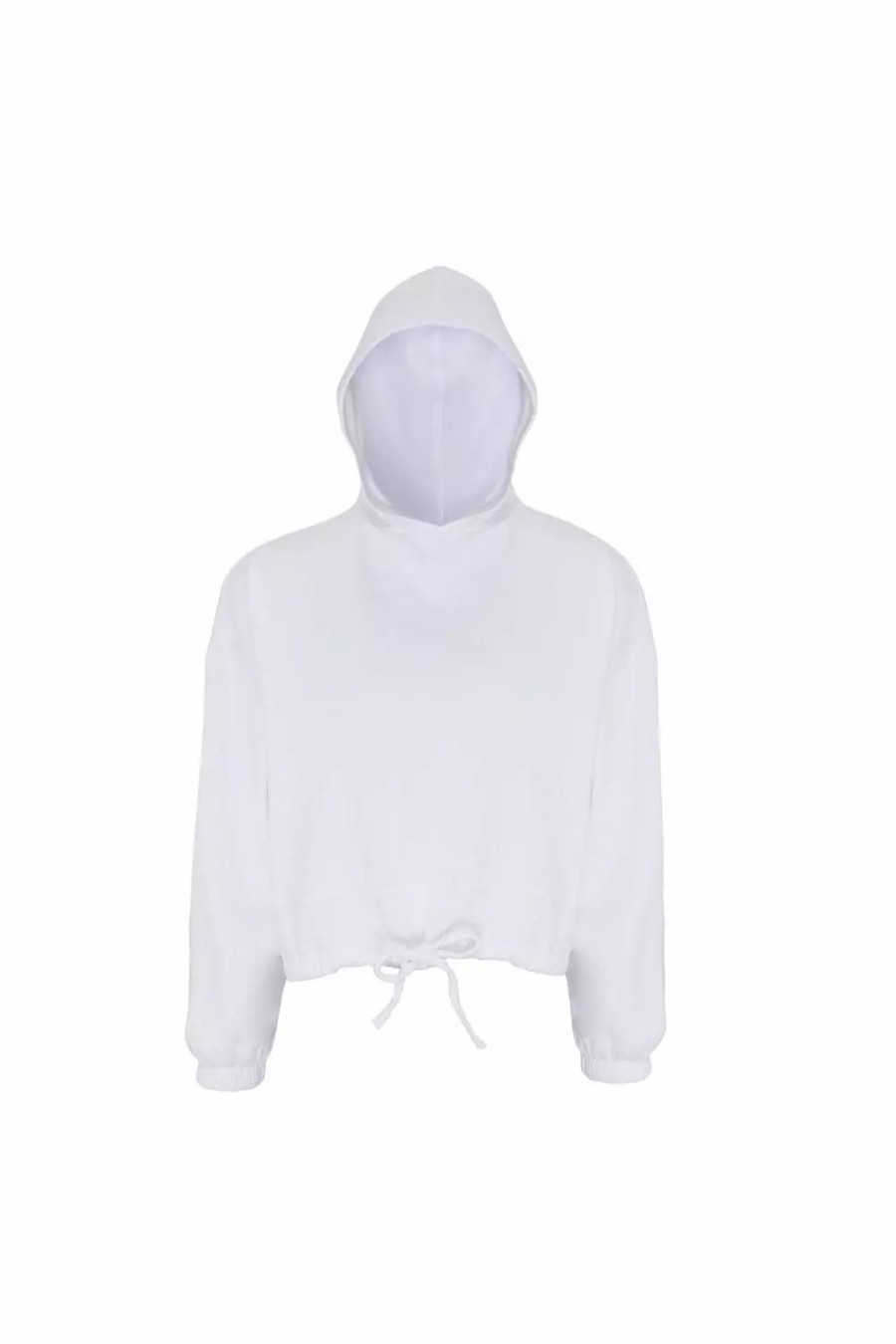 Sweatshirts & Sweaters * | Tridri Womens/Ladies Cropped Oversize Hoodie ( ) White