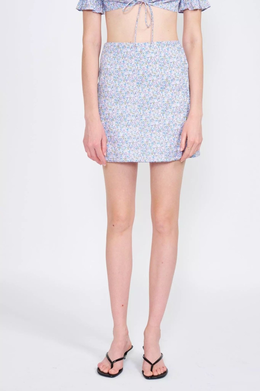 Skirts * | Emory Park Alice Mini Skirt Blue-Violet Floral