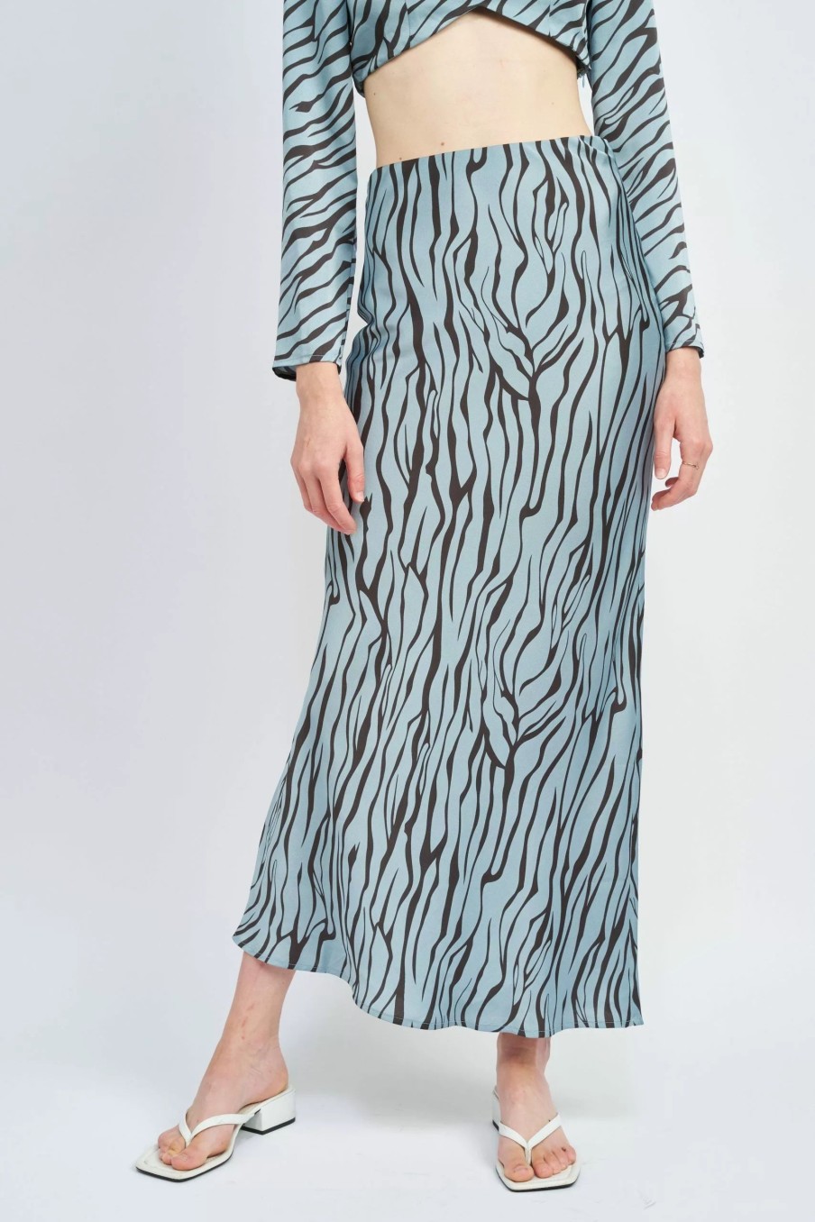 Skirts * | Emory Park Wendy Maxi Skirt Blue Zebra