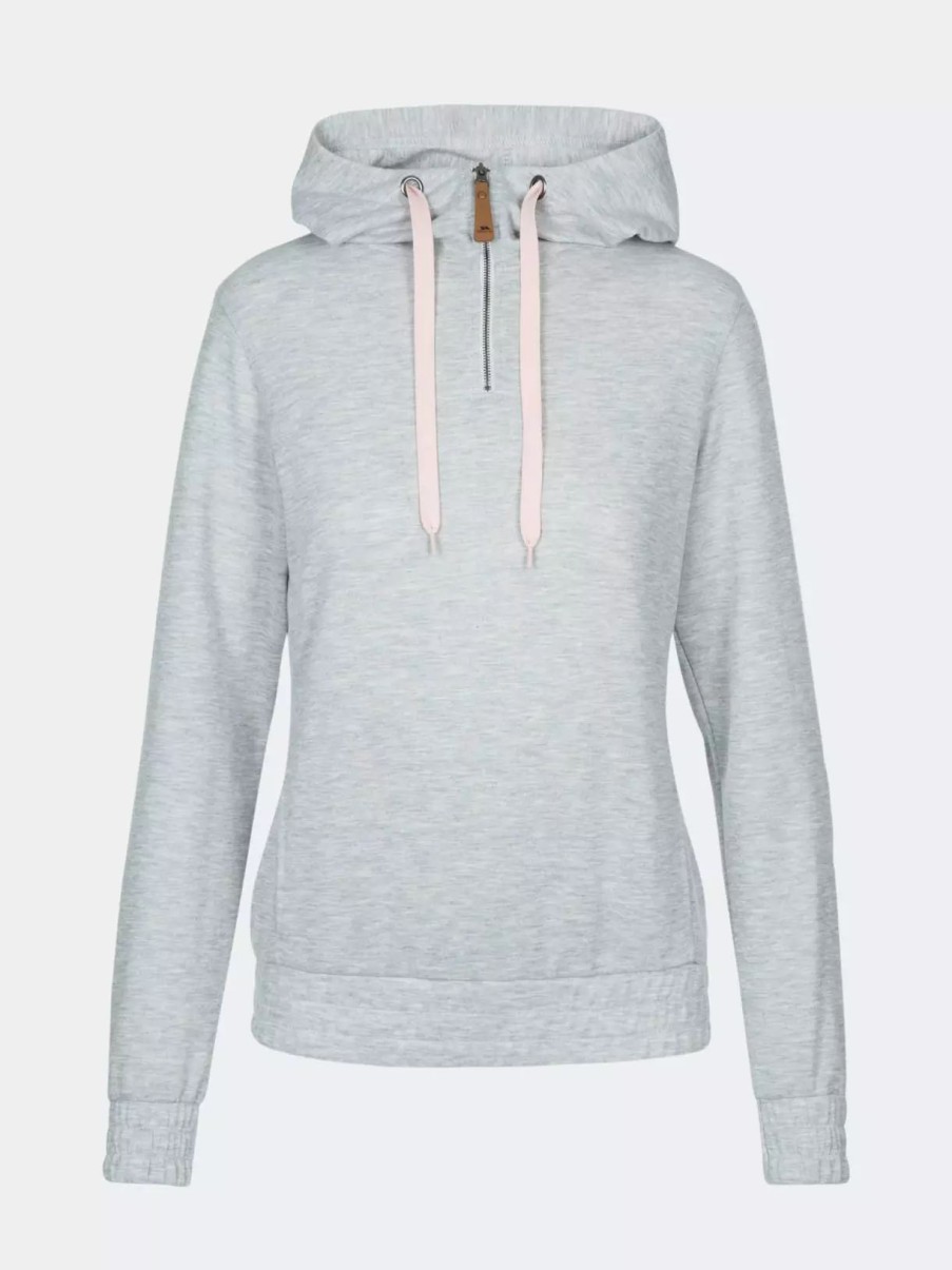 Sweatshirts & Sweaters * | Trespass Womens/Ladies Maren Marl Hoodie Pale Grey