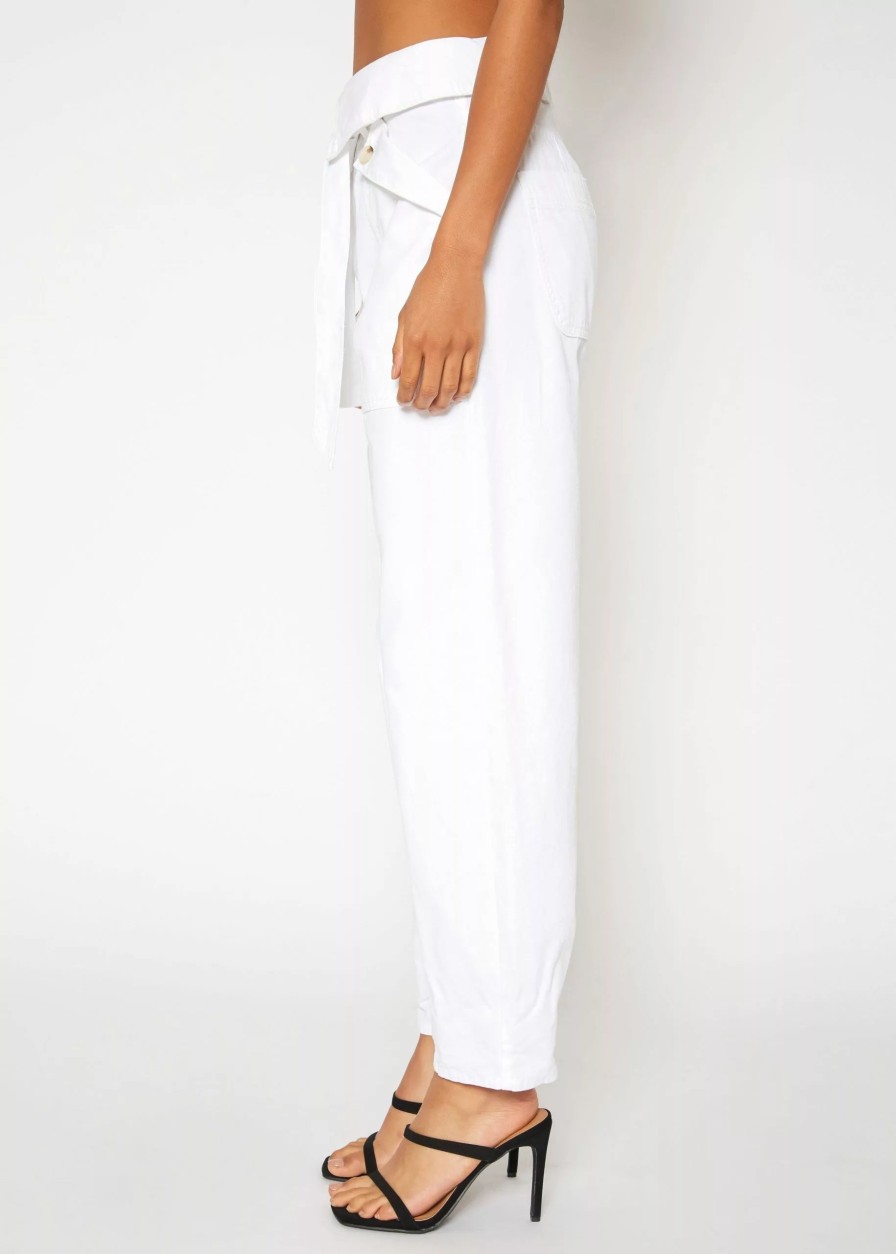 Bottoms * | Noend Denim Justine Fold Waist Loose Pants In White