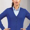 Sweatshirts & Sweaters * | Premier Womens/Ladies Button Through Long Sleeve V-Neck Knitted Cardigan Royal