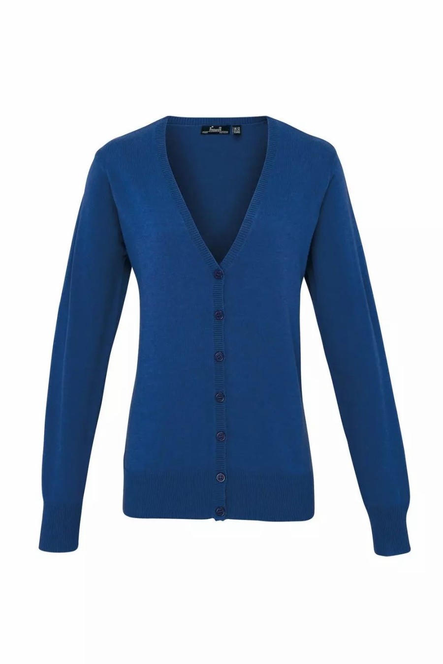 Sweatshirts & Sweaters * | Premier Womens/Ladies Button Through Long Sleeve V-Neck Knitted Cardigan Royal