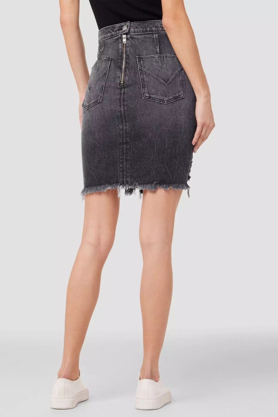 Bottoms * | Hudson Jeans Clean Front Pencil Skirt Destructed Washed