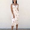 Dresses * | Anna-Kaci Ditsy Floral Print Knot Midi Dress White